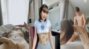 คลิปหลุดโอลี่แฟน น้องเนย noey.atc นอนดูคลิปเบ็ดหีอยู่ดีๆ โดนผัวแหกขาแล้วกระแทกหี แล้วจับซอยหีท่าหมาจนเสร็จแตกเต็มกลางหลังเลย